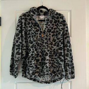 Top it Off Cheetah Fluffy Quarter zip-up